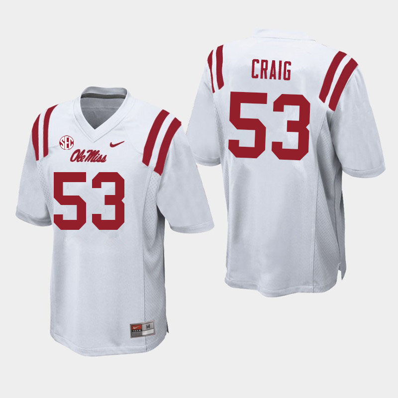 Carter Craig Ole Miss Rebels NCAA Men's White #53 Stitched Limited College Football Jersey JZY3858VK